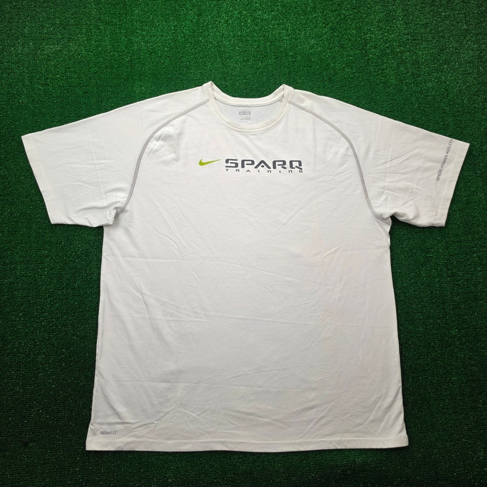 Nike FIT DRY SPARQ Training Raglan Performance Tshirt Mens XL White Y2K